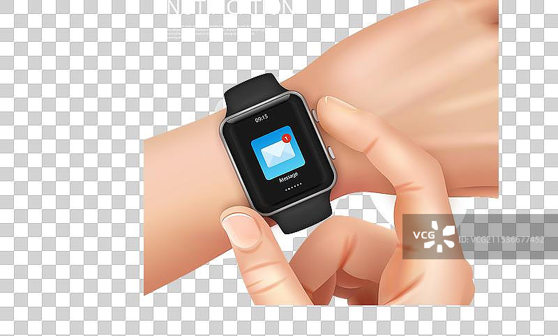 逼真的智能手表新消息通知图片素材