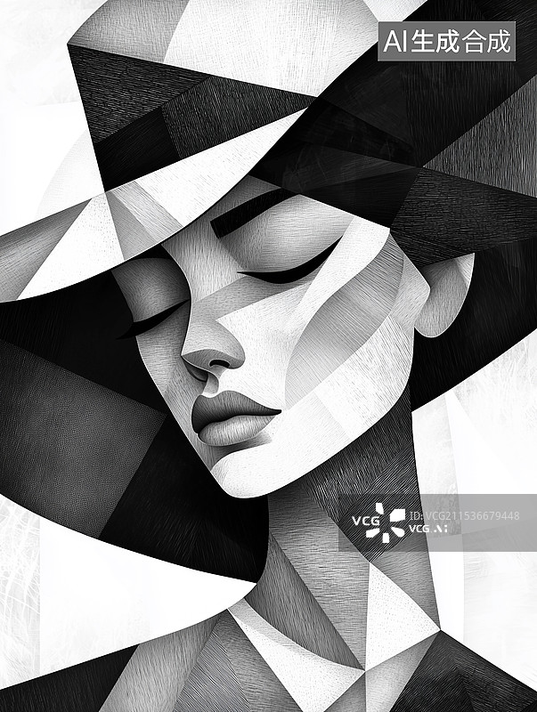 【AI数字艺术】黑白时尚女郎图片素材