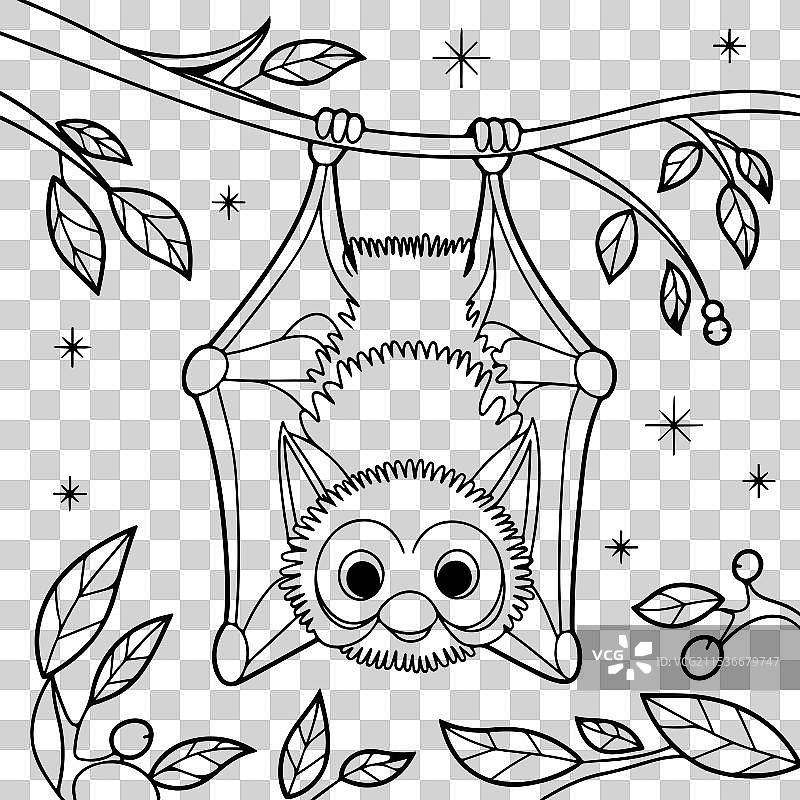 可爱的卡通蝙蝠在展开翅膀图片素材