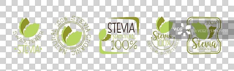 甜叶菊甜味剂和糖替代品绿色标签图片素材