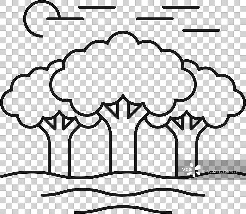 森林自然符号的林木树木线条图标图片素材