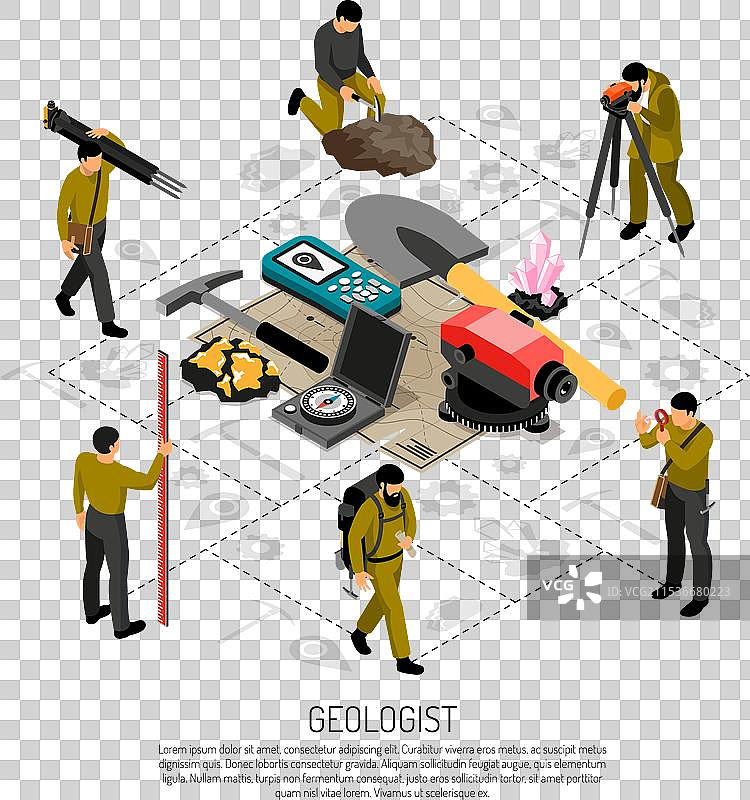 地质学家的等距构图图片素材