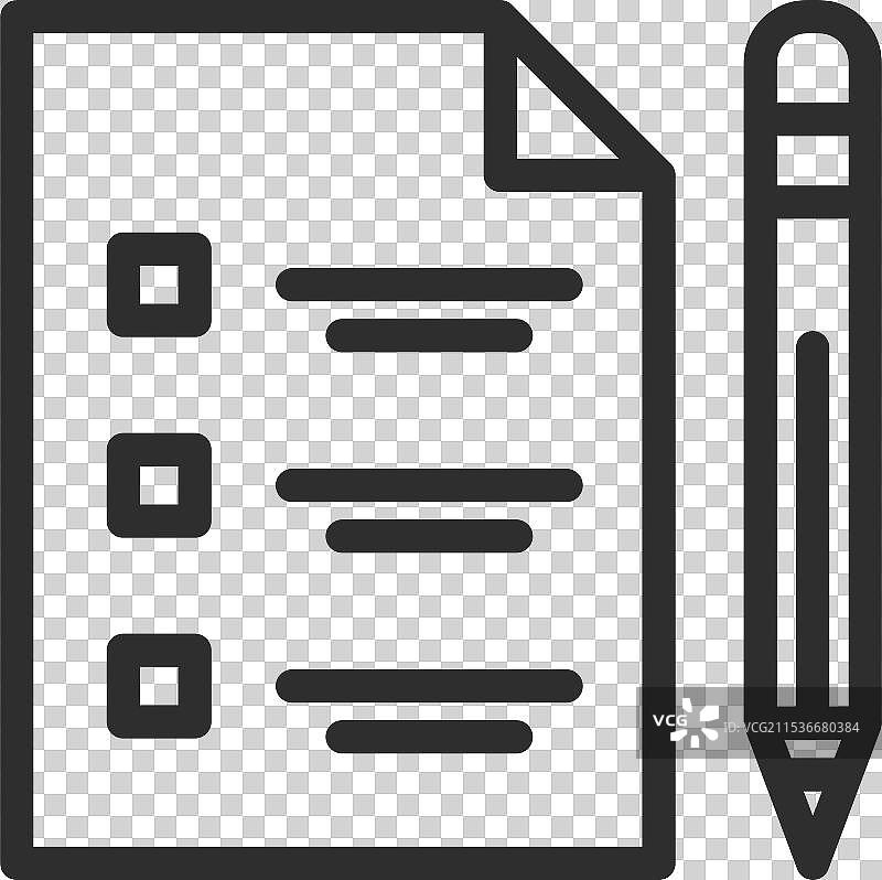 检查表线条图标，测试或考试试卷符号图片素材