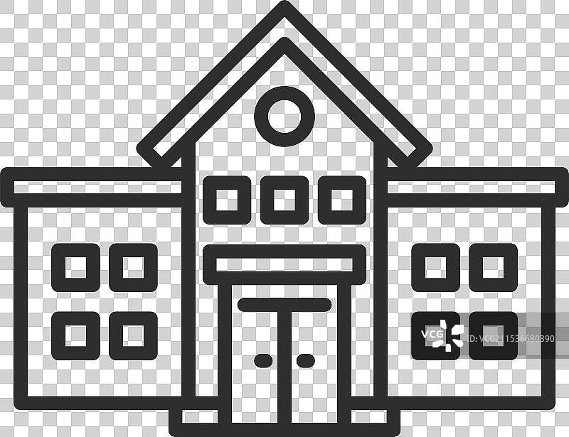 学校线条图标 儿童教育建筑符号图片素材