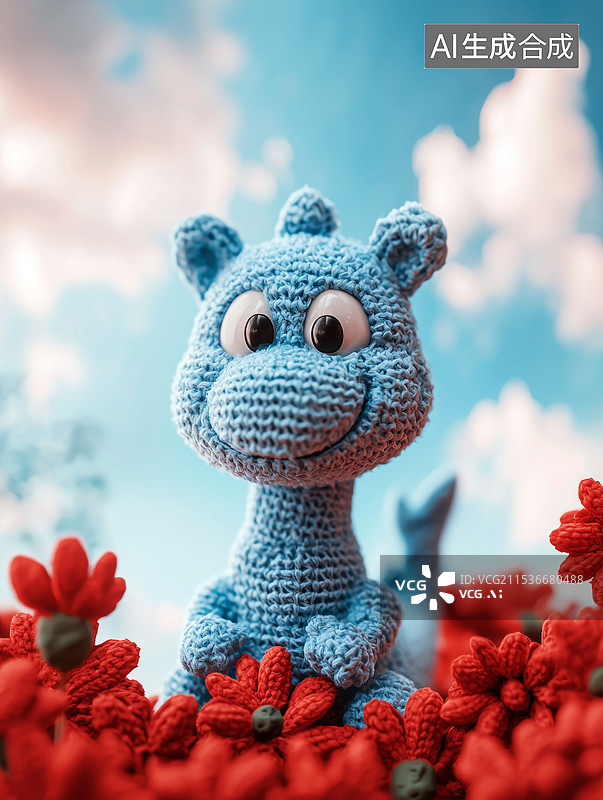 【AI数字艺术】毛绒恐龙玩偶特写图片素材
