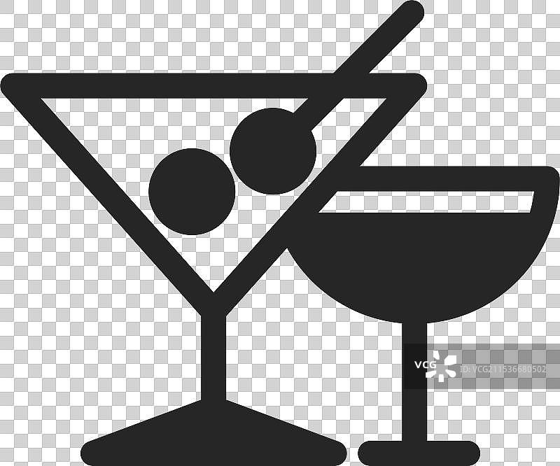 马提尼酒杯黑色图标酒精酒吧符号图片素材