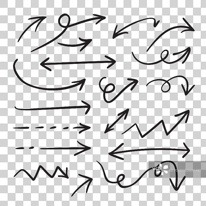 一组手绘箭头指示器图片素材