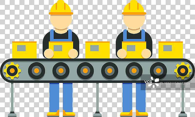 工厂工人在包装线上进行生产图片素材