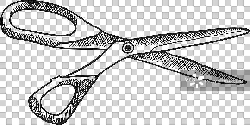 手绘剪刀锋利工具墨水素描图片素材