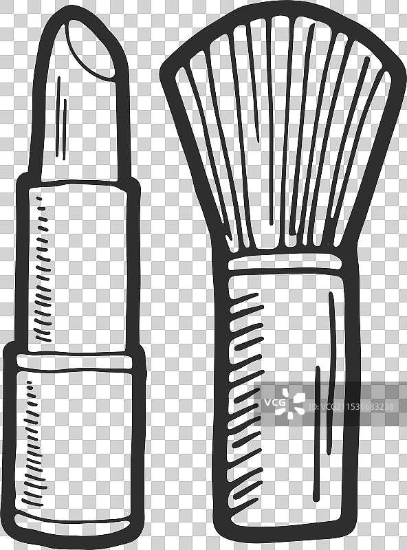 唇膏和刷子标签华丽化妆工具图片素材