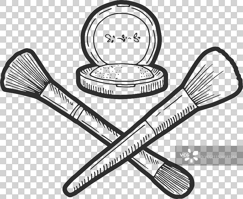 化妆刷和粉盒美容院标志图片素材