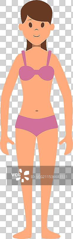 穿着内衣的女性身材纤细图片素材