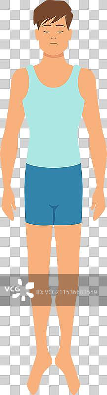 仰卧的睡觉男子俯视图图片素材