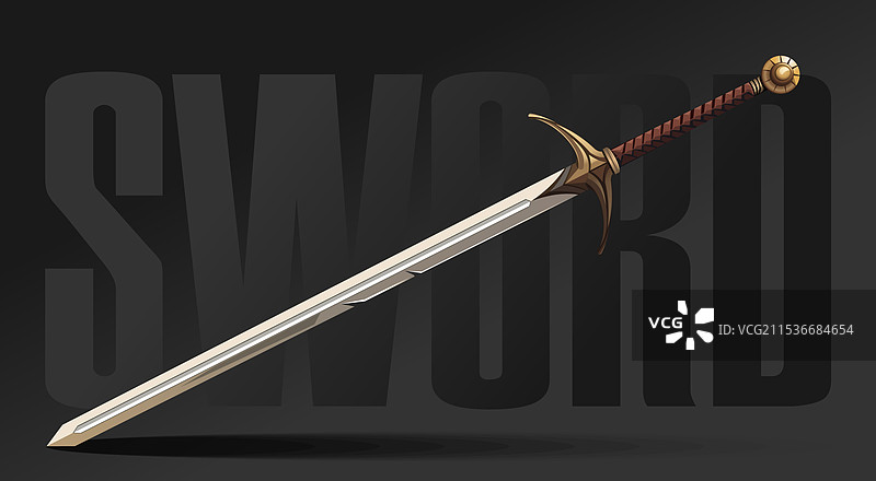 在黑暗背景下的大型双手剑图片素材