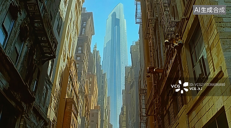 【AI数字艺术】一座现代商业办公楼，象征着经济增长，强调股票、投资和金融世界中的企业成功。图片素材