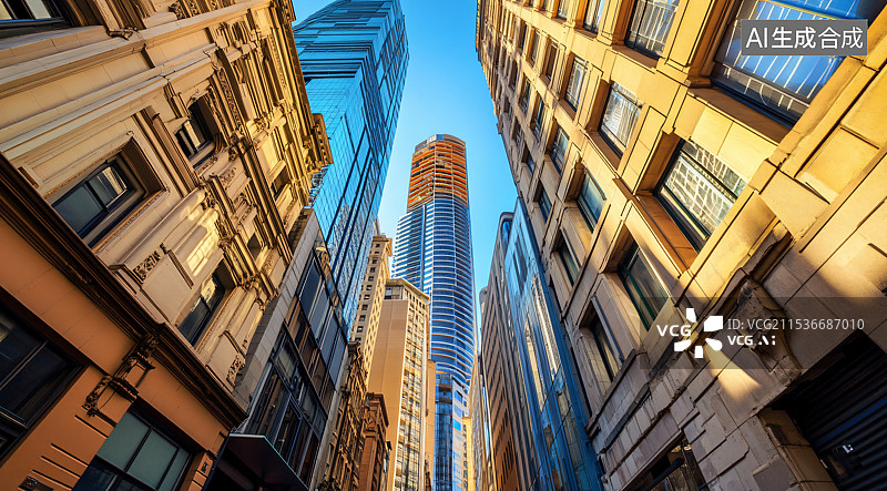 【AI数字艺术】一座现代商业办公楼，象征着经济增长，强调股票、投资和金融世界中的企业成功。图片素材