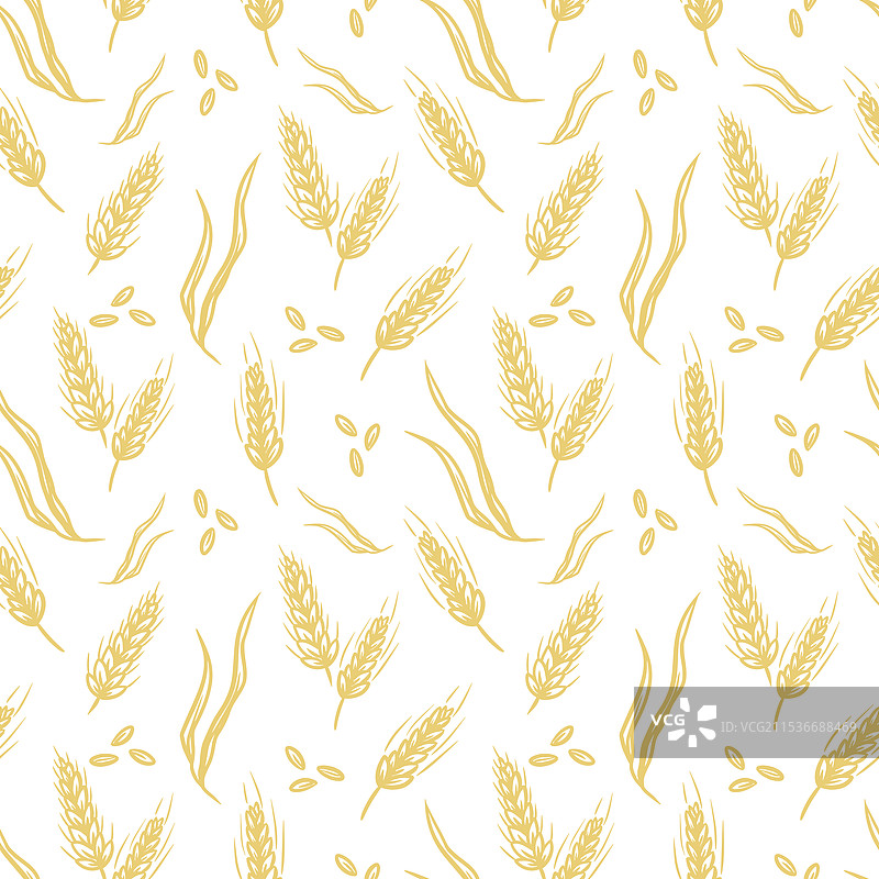 精致的金色麦穗无缝图案图片素材