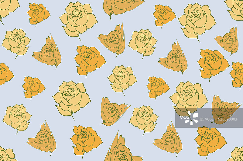 复古玫瑰图案，带有黄色和橙色调图片素材