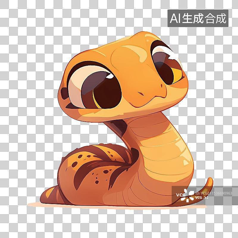 【AI数字艺术】ai-蛇年-可爱小金蛇-卡通蛇元素图片素材