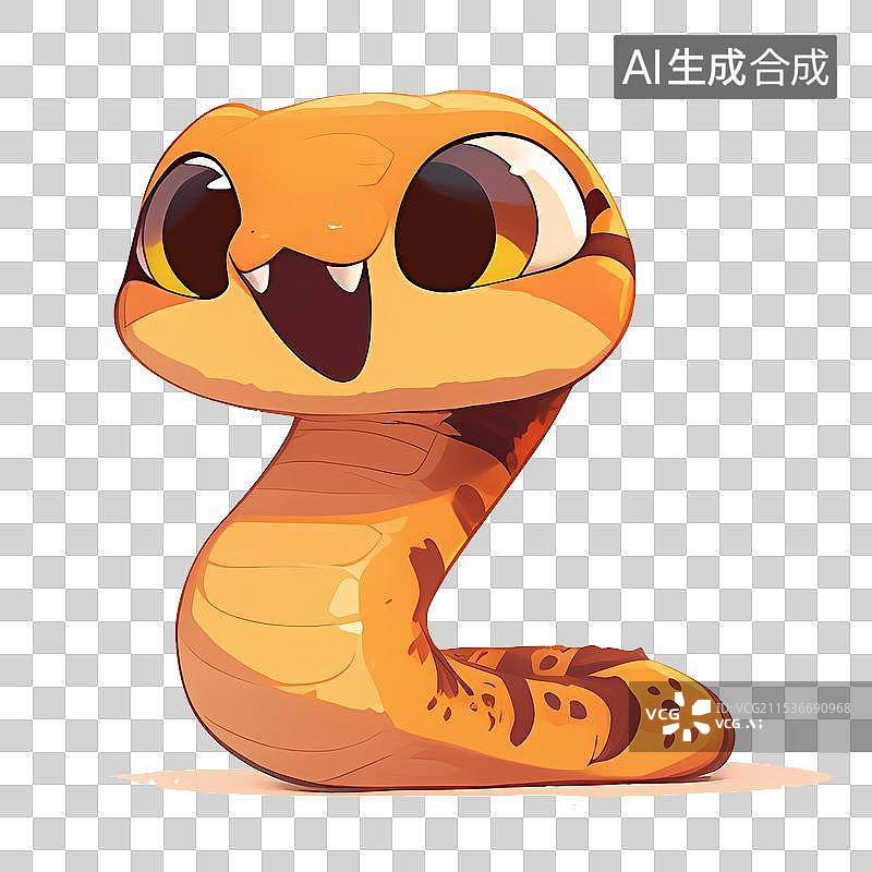 【AI数字艺术】ai-蛇年-可爱小金蛇-卡通蛇元素图片素材