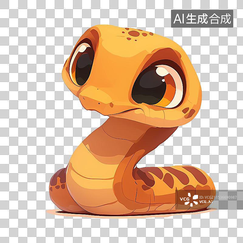 【AI数字艺术】ai-蛇年-可爱小金蛇-卡通蛇元素图片素材