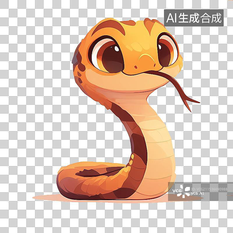 【AI数字艺术】ai-蛇年-可爱小金蛇-卡通蛇元素图片素材