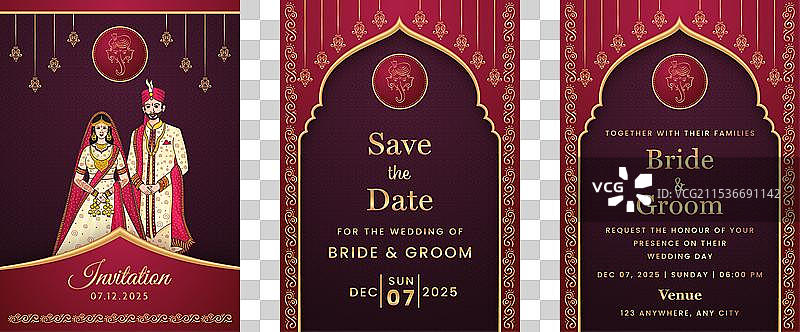 印度婚礼邀请模板布局图片素材