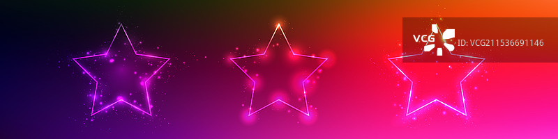 一组带有闪光效果的霓虹框架图片素材