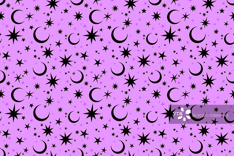 黑色星星和月亮的无缝图案图片素材
