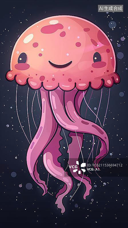 【AI数字艺术】卡通美丽梦幻的水母图片素材