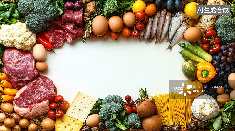【AI数字艺术】新鲜清新水果蔬菜厨房肉类背景图片素材
