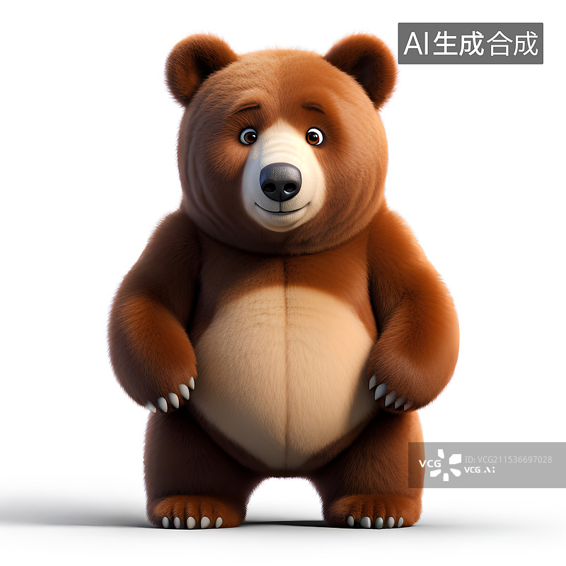 【AI数字艺术】动物主题插画 可爱的卡通棕熊图片素材