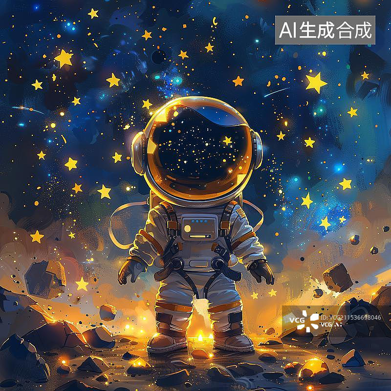 【AI数字艺术】手绘儿童宇航员插画图片素材