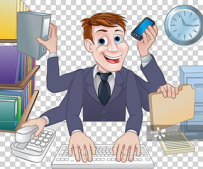 多任务处理的商务人士卡通形象图片素材