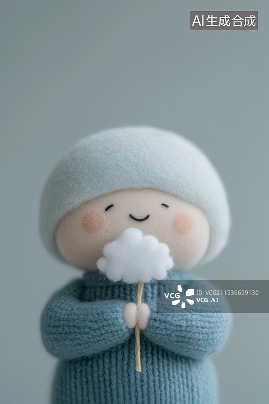 【AI数字艺术】毛绒玩偶手捧棉花糖图片素材