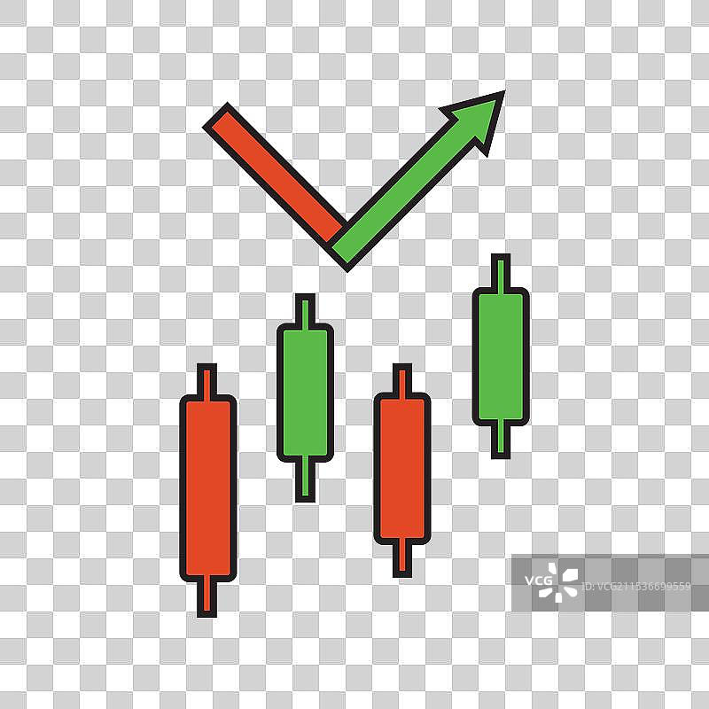 上升箭头和蜡烛图标图片素材