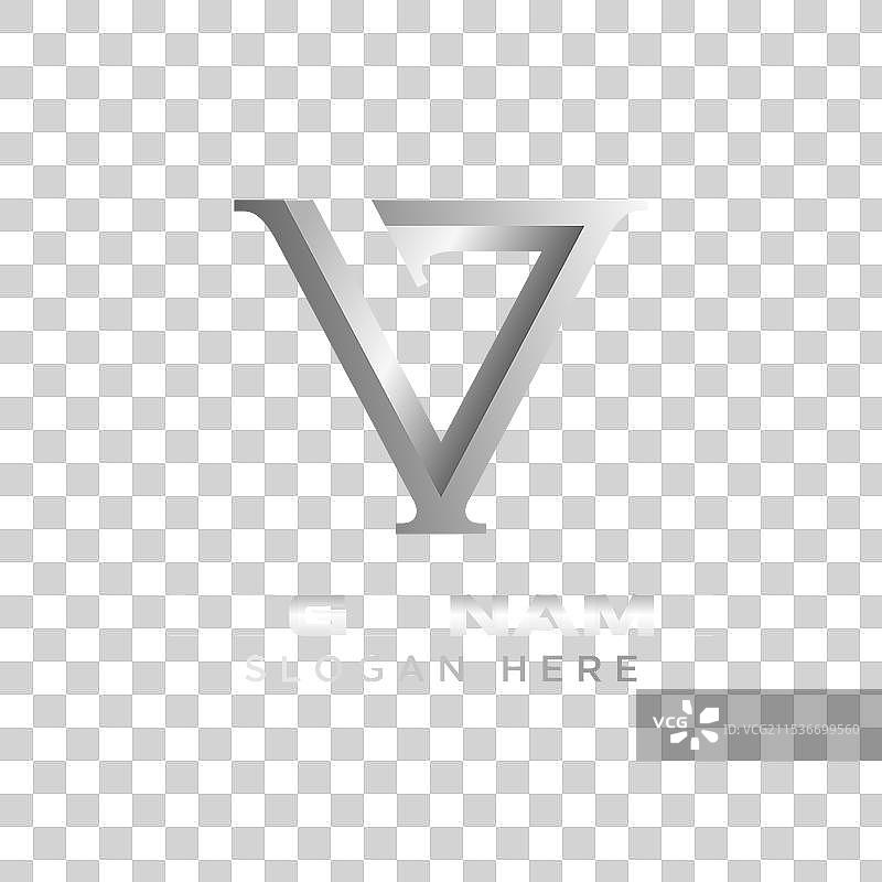 初始的V或G字体不锈钢发光效果图片素材