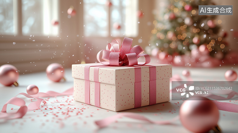 【AI数字艺术】圣诞树和礼物礼盒场景图片素材