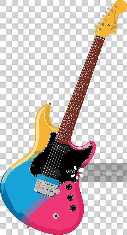 一把带有彩虹设计的吉他图片素材