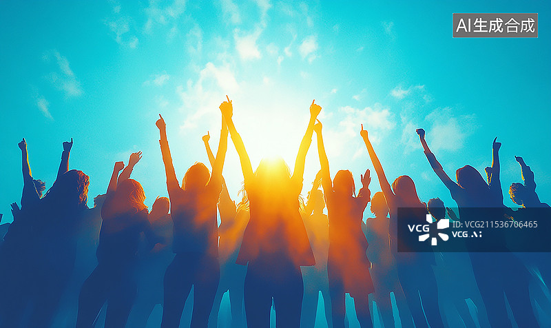 【AI数字艺术】欢呼的人群庆祝 欢呼图片素材