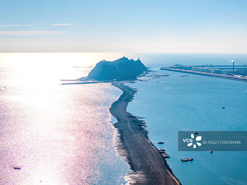 中国辽宁锦州笔架山天桥航拍风光图片素材