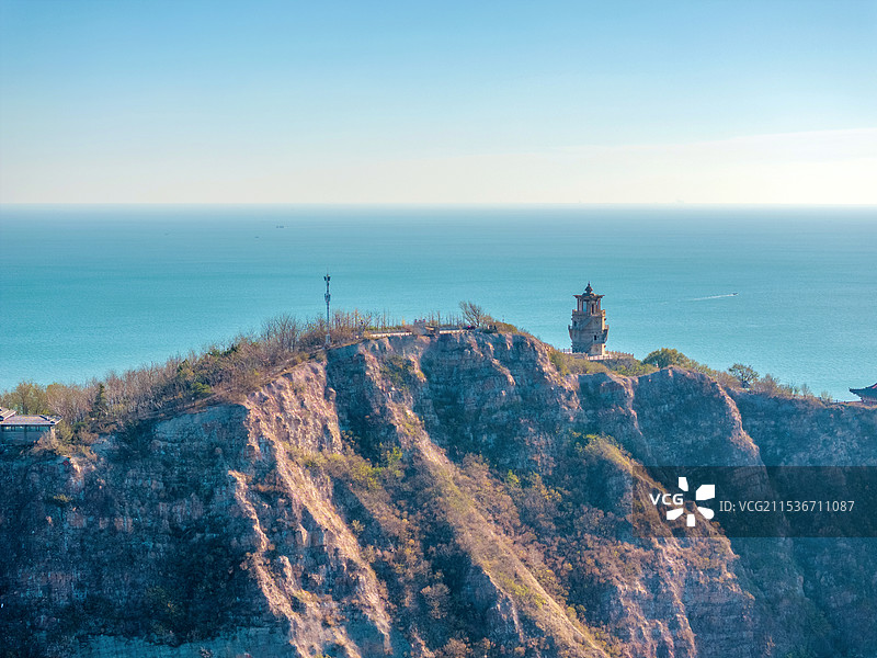 中国辽宁锦州笔架山古建筑群航拍风光图片素材