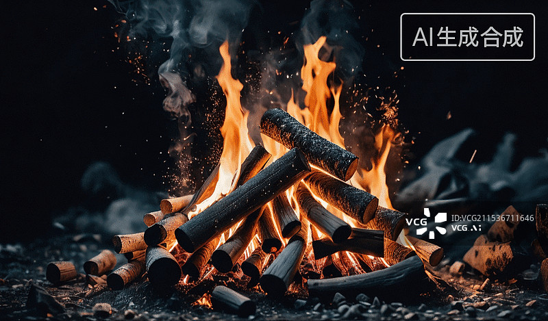 【AI数字艺术】篝火燃烧图片素材