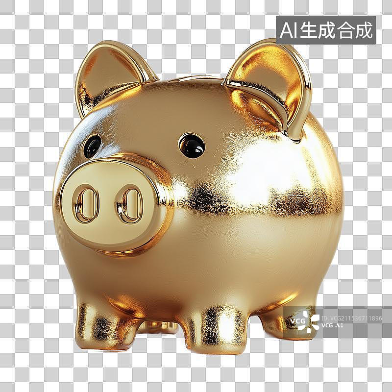 【AI数字艺术】金色金猪储钱罐免扣元素图片素材