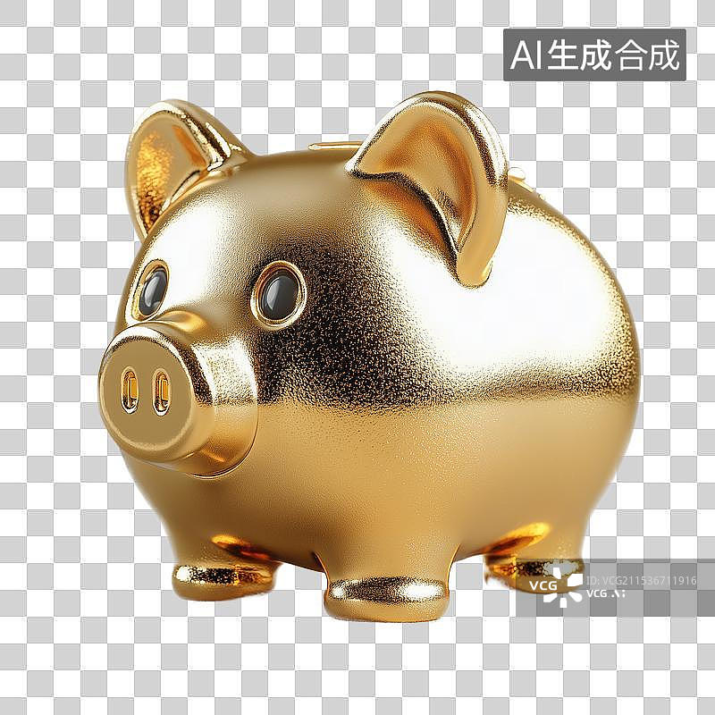 【AI数字艺术】金色金猪储钱罐免扣元素图片素材
