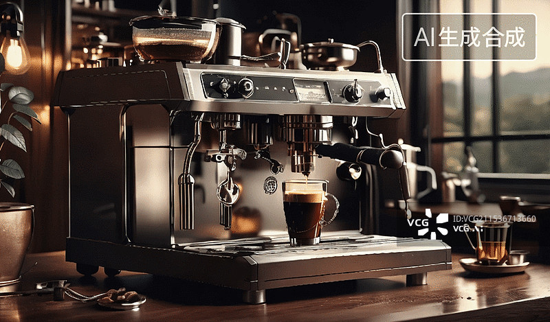【AI数字艺术】咖啡机的午后时光图片素材