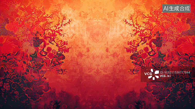 【AI数字艺术】中国风红色节日背景壁纸图片素材