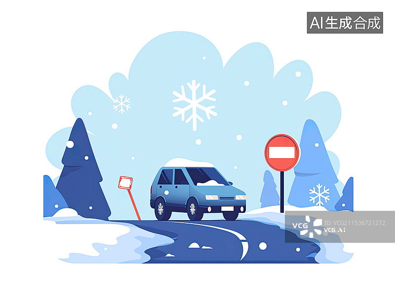 【AI数字艺术】雪天打滑的汽车图片素材
