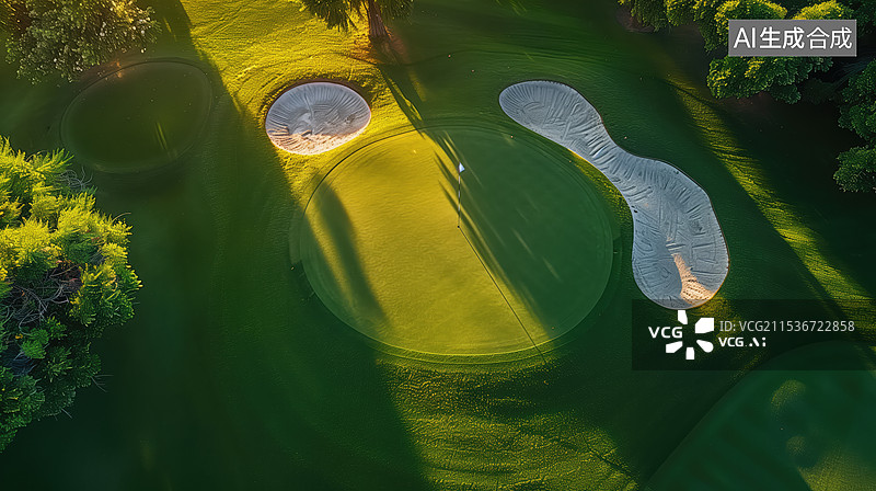 【AI数字艺术】高空俯瞰高尔夫球场图片素材