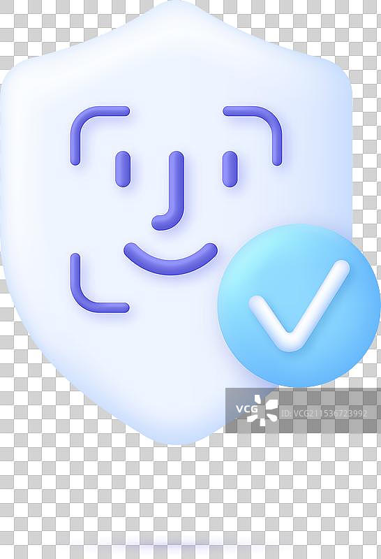盾牌上的3D人脸识别图片素材